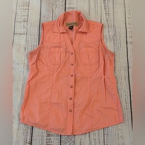 Bit & Bridle Women’s Western L, Sleeveless Pink Pearl Snap Front Tank Top Shirt